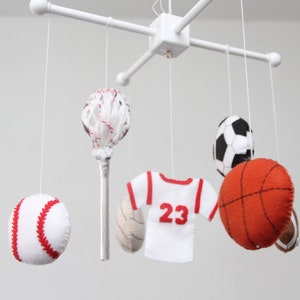 Sports Baby Crib mobile,basketball,volleyball,baseball,lacrosse stick,Custom Order-Sports-Your Own Football Team Design