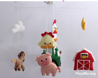 Baby Crib Mobile ,Farm Friends-Lovely Farm -Baby Girl Mobile, Mobile Nursery farm Animals