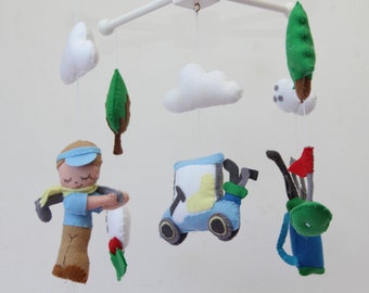 Golf Baby Mobile, Baby Boy Mobile, Golf Nursery, Sports Baby