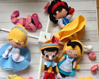 Baby Crib Mobile - Princess- Nursery Princess Mobile -Snow Whithe,Tinkerbell,Pinocchio,Sleeping Beauty,Alice,Cinderella