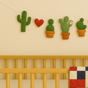 Felt Cactus & Heart Banner | Handmade Nursery or Party Garland