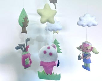 Handmade Golf Baby Mobile, Golfing Nursery Decor