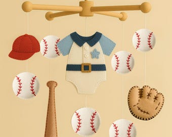 Baseball Baby Boy  Mobile,Sports Team Nursery Decor,Baseball ,Sport Nursery, Baby Shower Gift,felt Baseball Mobile