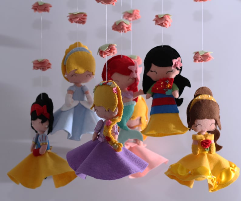 Baby Crib Mobile Princess Nursery Princess Mobile Etsy