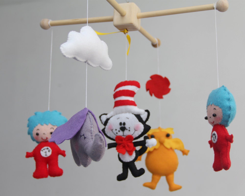 Baby Mobile-Inspired Dr Seuss Characters - Handmade felt baby crib mobile
