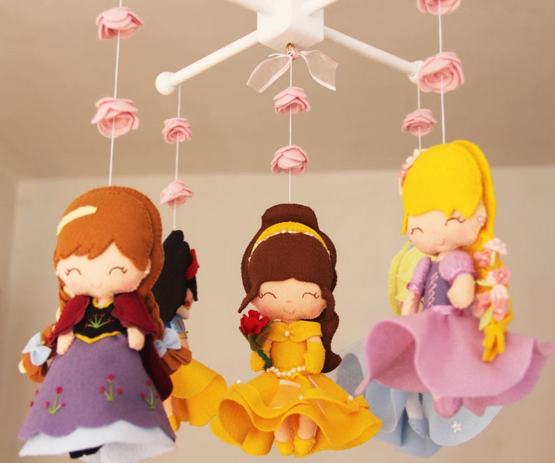 Baby Crib Mobile Princess Nursery Princess Mobile Etsy