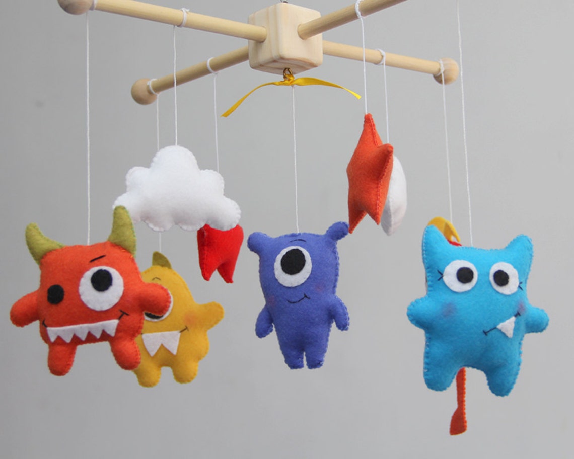 Baby Crib Mobile Baby Mobile Monster baby crib mobile Etsy