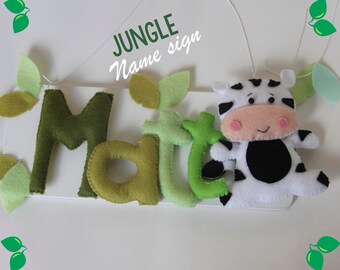 Baby name sign - Jungle Name Bunting - Nursery Decor - Forest nursery - Woodland Nursery - Door Sign - Jungle Kids Door Sign