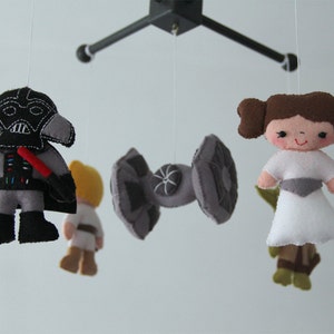 Baby Crib Mobile - Star Wars Mobile - Nursery Star Wars Mobile - Darth Vader,Yoda,Leia,Luke Skywalker,TIE Fighter- Kids Playroom Decor-