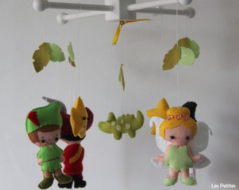 Peter Pan Baby Mobile - Handgefertigtes Disney Mobile aus Wollfilz