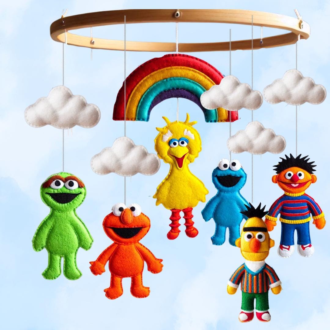 Felt Sesame Street Baby Mobile – Rainbow and Clouds Nursery Decor - Etsy