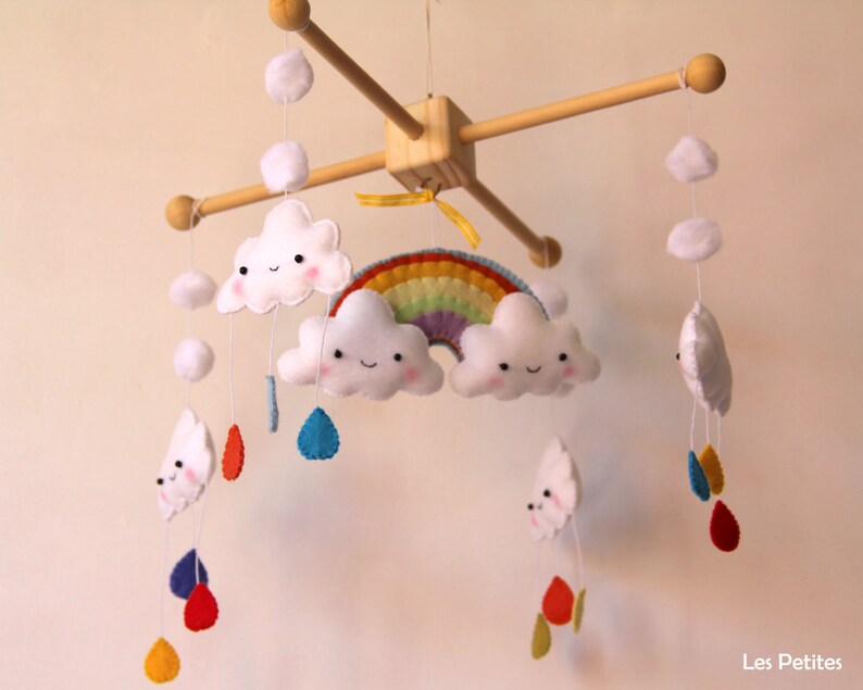 Baby Crib Mobile Baby Mobile Rainbow and Clouds Baby Crib Etsy