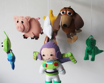 Baby Crib Mobile - Toy Story - Nursery Toy Story Mobile - Woody,Potato Head,Slinky dog,Hamm,T-Rex, Inspired toy story movie