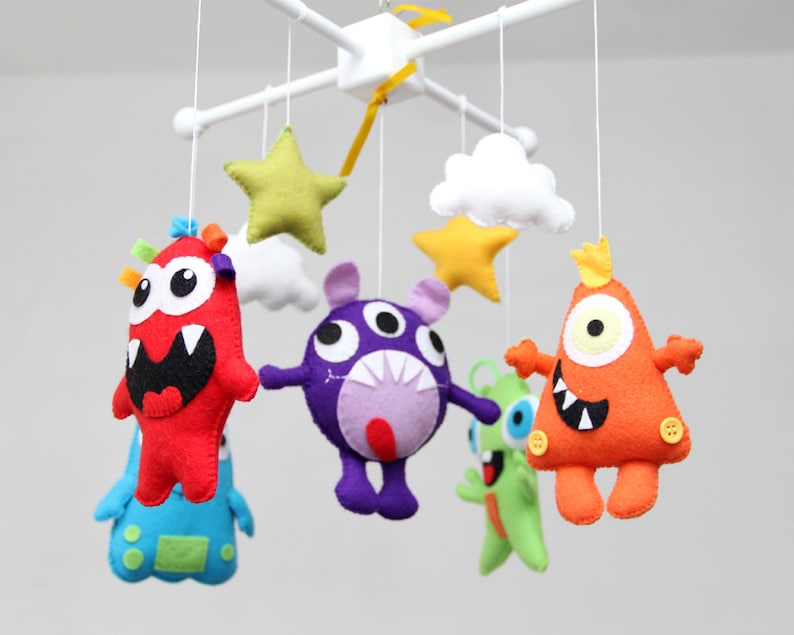 Baby Crib Mobile Baby Mobile Monster baby crib mobile Etsy