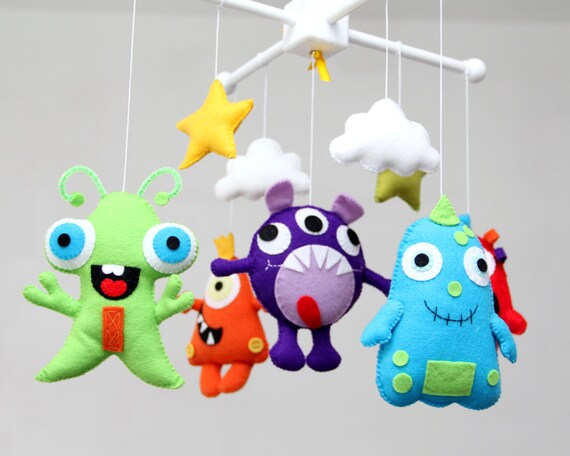 Baby Crib Mobile Baby Mobile Monster Baby Crib Mobile Etsy