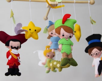 Mobile in feltro di Peter Pan - Wendy, Trilli e i suoi amici - Decorazioni per la cameretta fatte a mano