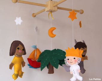Where the Wild Things Are Mobile - handgemaakte kinderkamerdecoratie