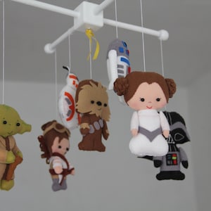 Baby Crib Mobile - Star Wars Mobile - Nursery Star Wars Mobile - Darth Vader,Yoda,BB8-Droid,Rey,Lea,Chewie,R2D2 (7 Characters)
