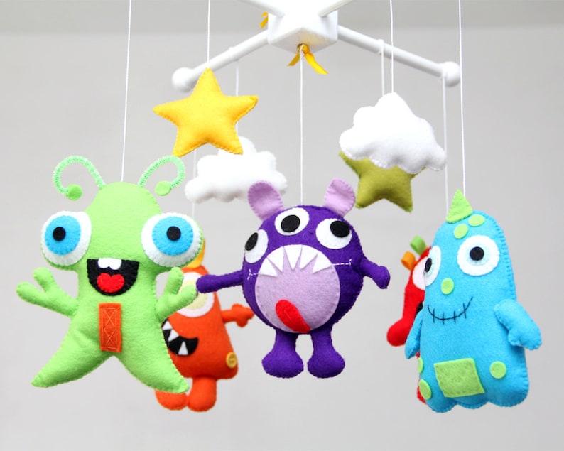 Baby Crib Mobile Baby Mobile Monster baby crib mobile Etsy