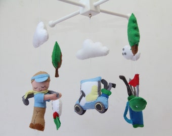 Golf Baby Mobile - Handmade Felt Sports Nursery Decor
