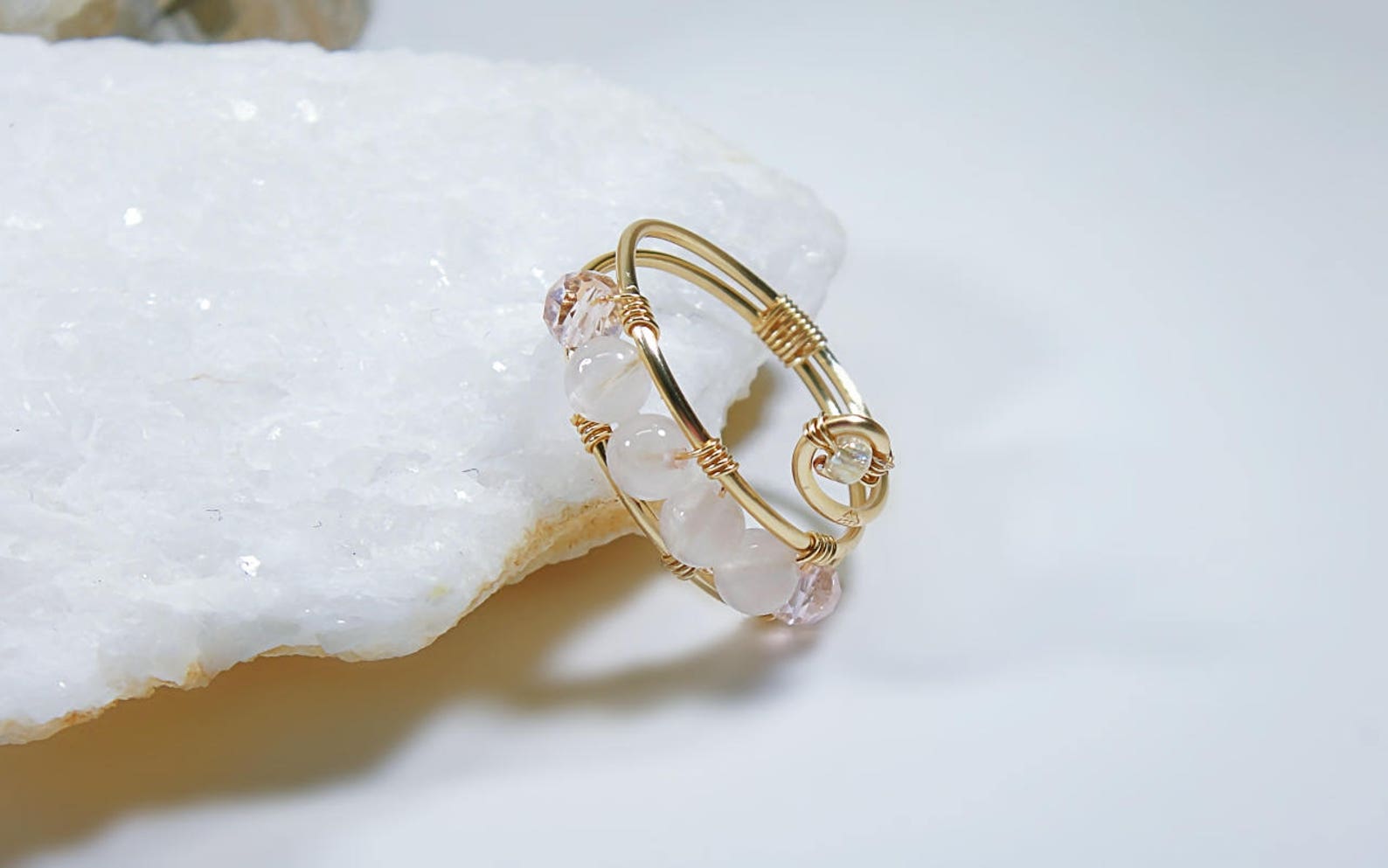 women rose quartz engagement ring