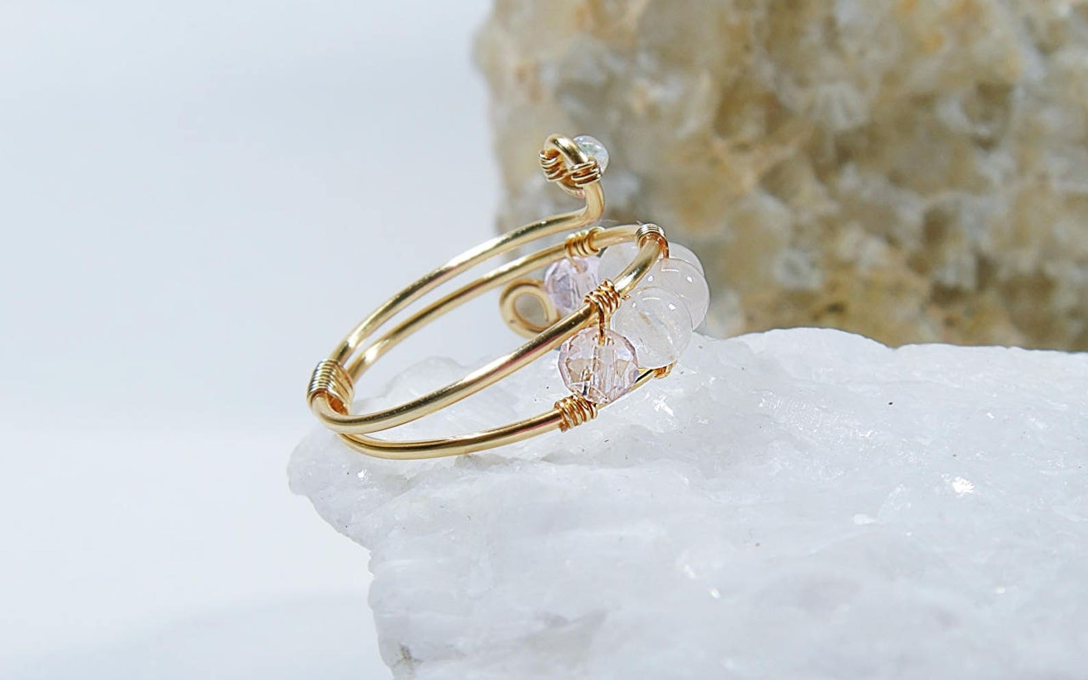 women rose quartz engagement ring