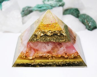 Large Rose Quartz Orgonite Pyramid, 5g EMF Home Protection Orgonite, Energy Generator, Metaphysical Healing & Meditation, Energy Cleanse