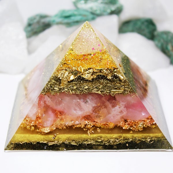 Large Rose Quartz Orgonite Pyramid, 5g EMF Home Protection Orgonite, Energy Generator, Metaphysical Healing & Meditation, Energy Cleanse