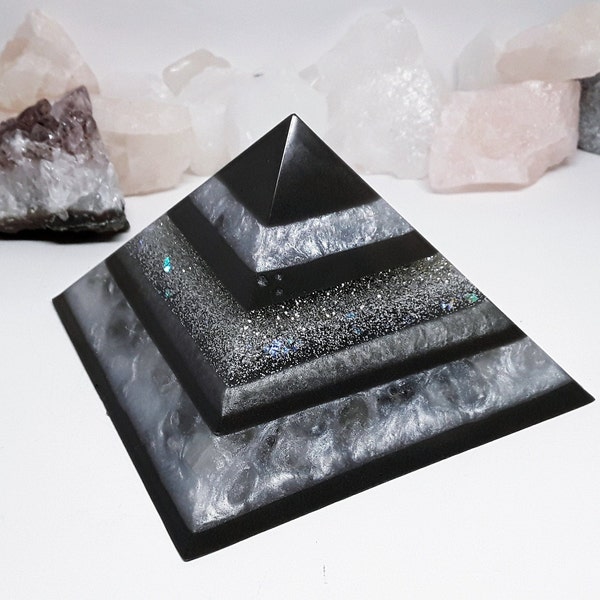 Large Quartz Orgonite Pyramid - Orgone Generator - EMF Protection - Unique Gifts for the Holidays - Positive Energy Healing Gifts