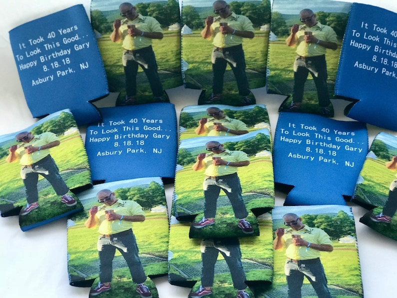 Custom Can Coolers Full Color Photo Printed Can Coolers Family Portrait Neoprene Collapsable Coolers Photo Printed Can Coolers