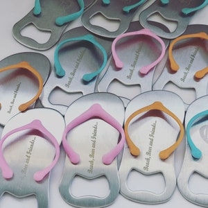 Engraved Stainless Steel Flip Flop Bottle Opener, Engraved Bottle Opener, Wedding Favor, Beach Wedding Gift, Party Favor, Tradeshow Gift