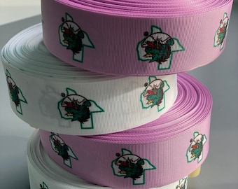 Custom Printed Grosgrain Ribbon, Full Color Printed Polyester Ribbon, Sublimation Dyed Ribbon, Personalized Ribbon, Custom Grosgrain