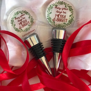 Personalized Christmas Crystal Wine Stoppers, Custom engraved Wine Stoppers, Wine Lover Gift, Party Favors, Thank you Gifts, Stocking Filler