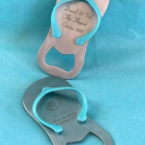 Engraved Stainless Steel Flip Flop Bottle Opener, Engraved Bottle Opener, Wedding Favor, Beach Wedding Gift, Party Favor, Tradeshow Gift