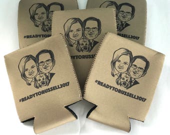 100 Wedding Neoprene Can Coolers, Wedding Favors, Beer Coolers, Bridal Shower, bachelorette Can Coolers, Customized Full Color Can Coolers