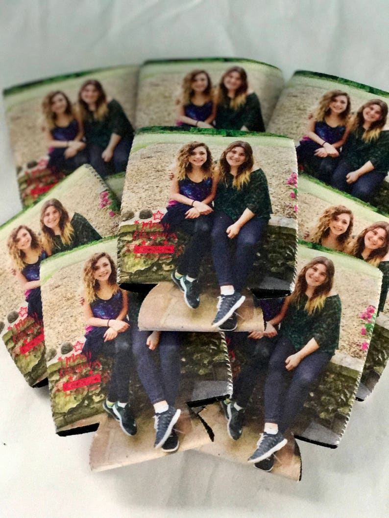 Custom Can Coolers Full Color Photo Printed Can Coolers Family Portrait Neoprene Collapsable Coolers Photo Printed Can Coolers