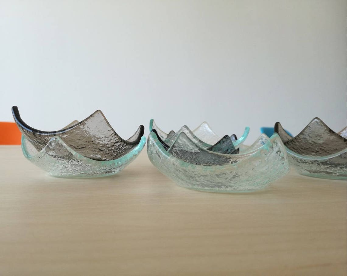 Set of 24 Soy Sauce Bowls. Fused Glass Small Bowls. Soy Sauce Dish