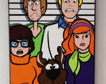 Scooby-Doo characters corner box - hand painted acrylic canvas