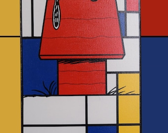 Snoopy Bauhaus style - hand-painted acrylic canvas