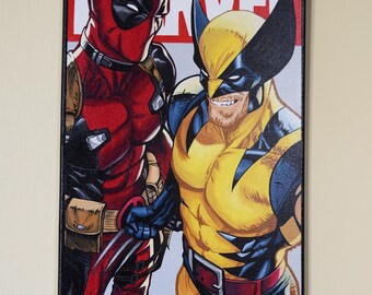 Deadpool Wolverine - hand painted pop art canvas
