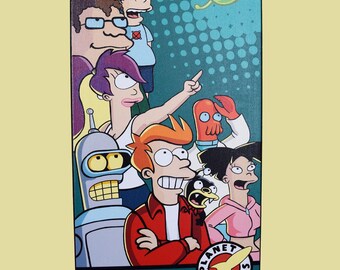 Futurama corner box style - hand painted acrylic canvas