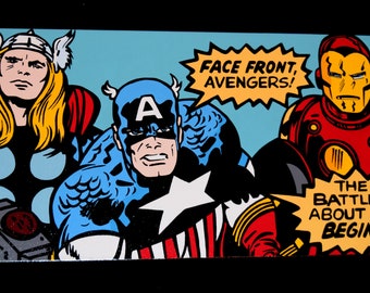 The Avengers vintage retro style cover - hand painted pop art canvas