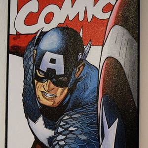 Captain America Corner Box 30x90 cm - tela acrilico dipinta a mano