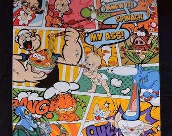 Mash-up #7 - Popeye Baby Herman 'Spinach my ass' - handpainted