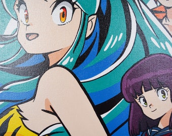 Lum characters - Lum - Urusei Yatsura - hand painted acrylic canvas