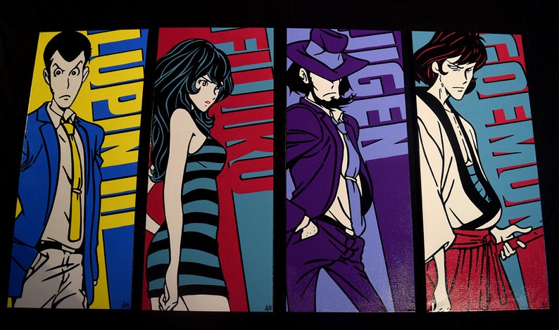 Lupin Iii Series 4 Canvases Lupin Jigen Goemon Fujiko Fluo Etsy