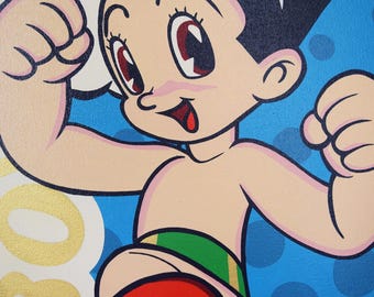 Astro Boy corner box style - hand painted acrylic canvas