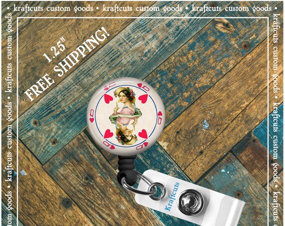 Retractable ID Badge Reels - Queen of Hearts. Great gift for Doctors, nurses, teachers and corporate employees! FREE SHIPPING