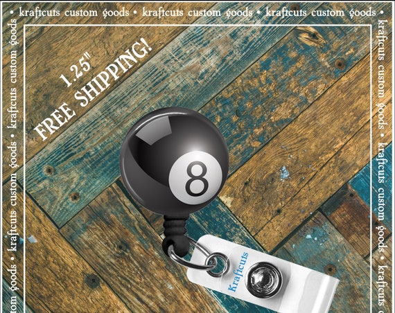 Retractable ID Badge Reels - Eight Ball. Great gift for Doctors, nurses, teachers and corporate employees! FREE SHIPPING