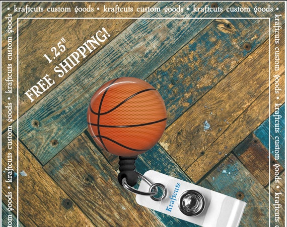 Retractable ID Badge Reels - Basketball. Great gift for Doctors, nurses, teachers and corporate employees! FREE SHIPPING
